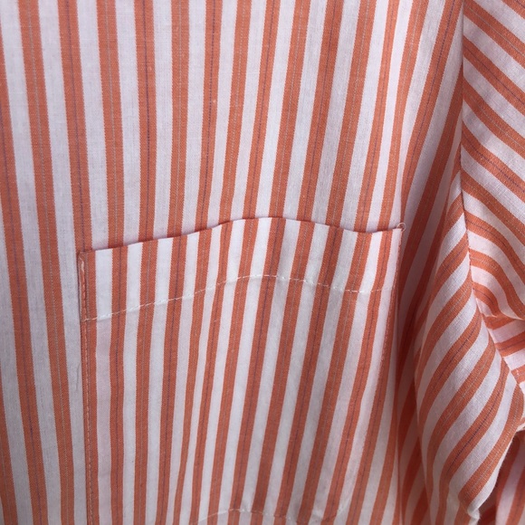 CORAL/WHITE STRIPE LONG LENGTH BUTTON DOWN - Picture 2 of 5